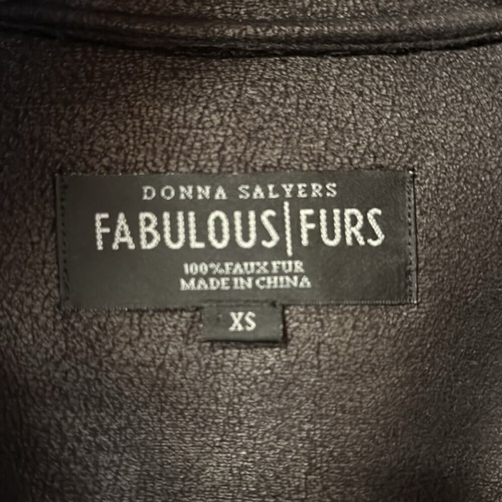 New Donna Salyers' Fabulous Furs Black Faux Fur W/Clear Plastic Y2k Goth Coat Xs — image 5 of 7
